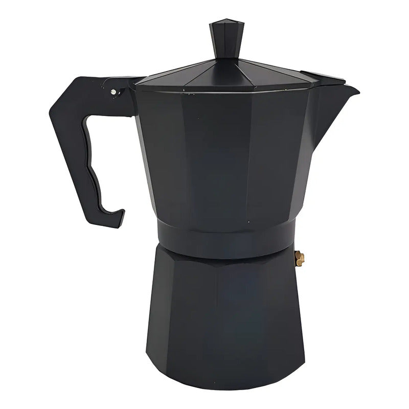 Cafetera Italiana Negra, 9 Tazas, Aluminio Negro, 450 Ml, Color Café Negro