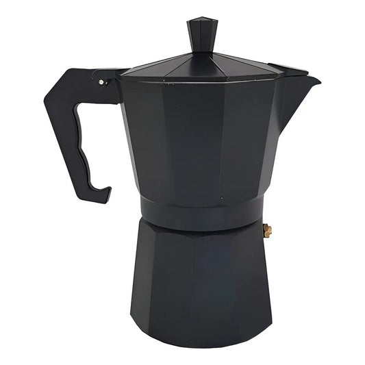 Cafetera Italiana Negra, 9 Tazas, Aluminio Negro, 450 Ml, Color Café Negro